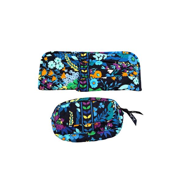 Vera Bradley Cosmetic Case Bag & Matching Case Daisy Paisley Rosey Garden Java